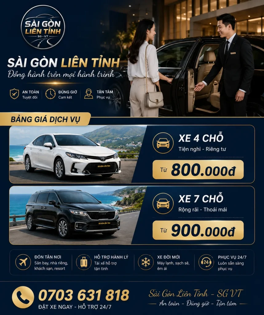 Xe Chuyên Tiện Chuyến Sài Gòn Vũng Tàu Giá Tốt Đưa Đón Tận Nơi 16 Bảng giá xe Sài Gòn Vũng Tàu minh bạch và linh hoạt theo nhu cầu.
