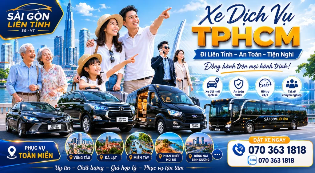 Xe Dịch Vụ 4-7-16-29 Chỗ TPHCM Đi Tỉnh, Sân Bay, Du Lịch 11 banner 1