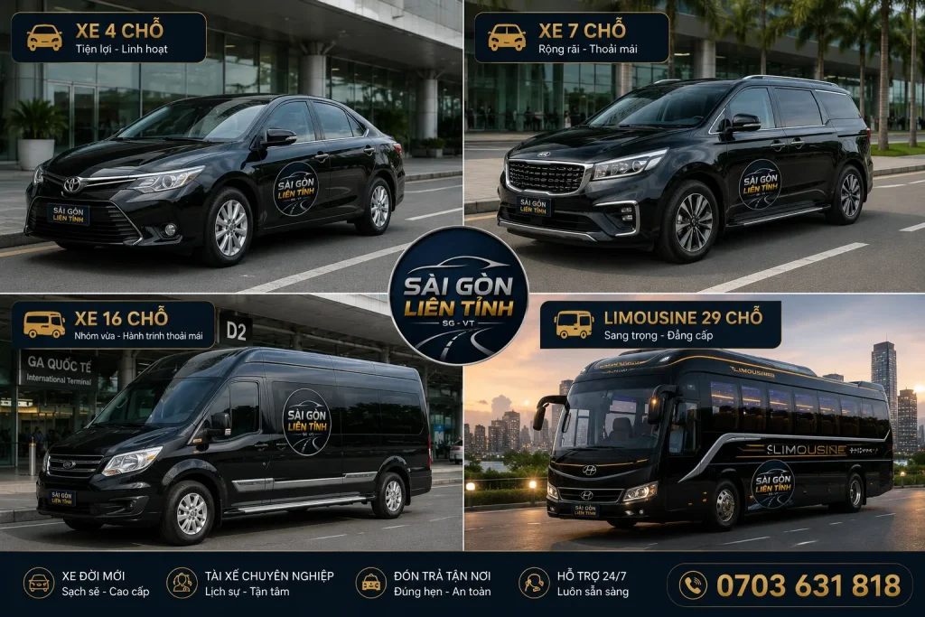 Nhiều dòng xe đưa đón sân bay Tân Sơn Nhất phù hợp cho cá nhân, gia đình và khách đoàn.