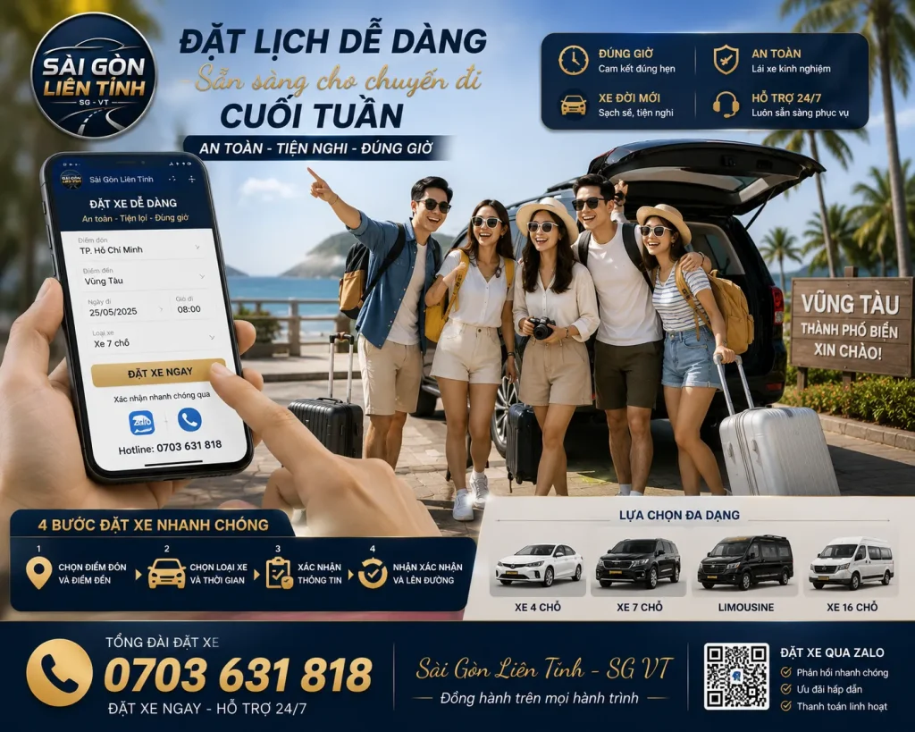 Xe Chuyên Tiện Chuyến Sài Gòn Vũng Tàu Giá Tốt Đưa Đón Tận Nơi 20 Đặt xe sớm giúp khách chủ động lịch trình và tiết kiệm chi phí.