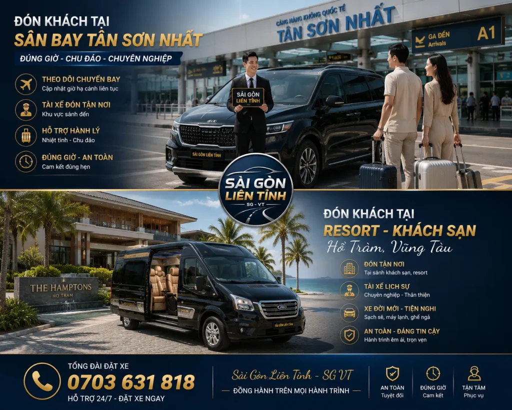 Xe Chuyên Tiện Chuyến Sài Gòn Vũng Tàu Giá Tốt Đưa Đón Tận Nơi 15 Hỗ trợ đưa đón tận nơi từ TP.HCM đến Vũng Tàu và các khu du lịch.