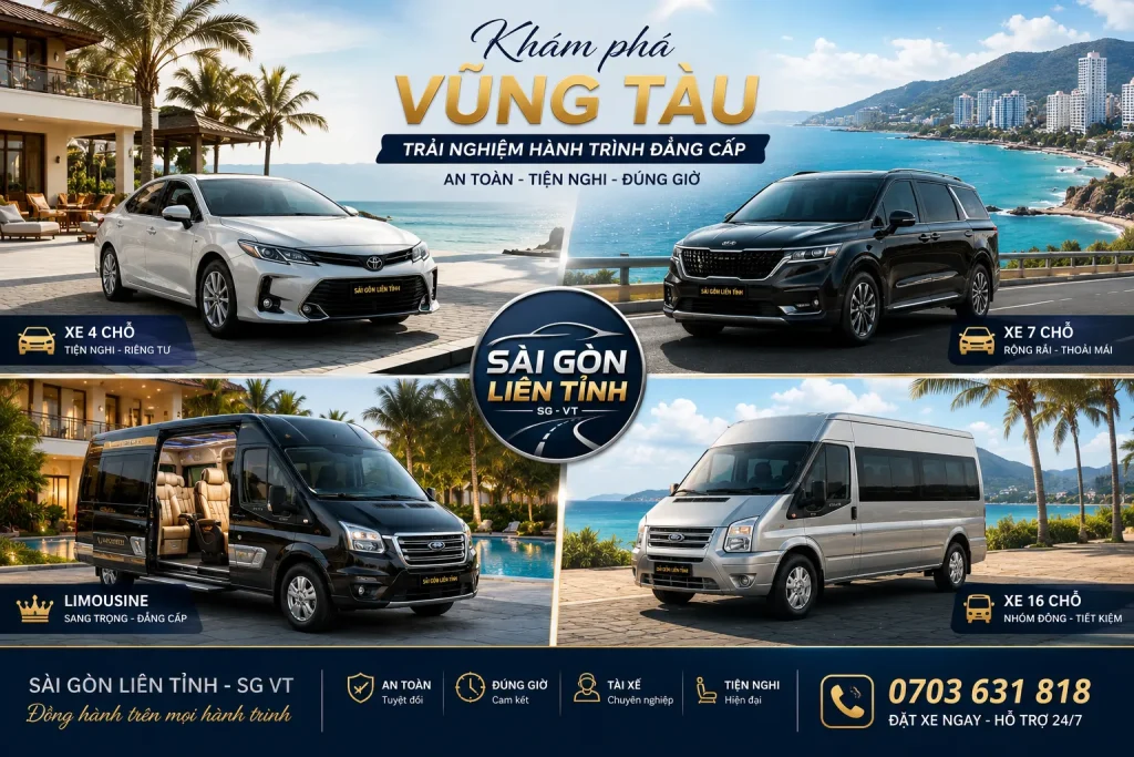 Xe Chuyên Tiện Chuyến Sài Gòn Vũng Tàu Giá Tốt Đưa Đón Tận Nơi 14 Nhiều dòng xe phục vụ nhu cầu cá nhân, gia đình và đoàn du lịch.