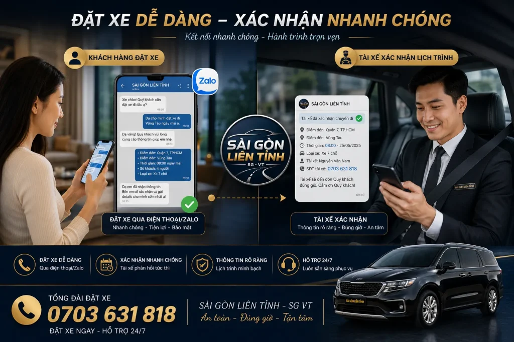 Xe Chuyên Tiện Chuyến Sài Gòn Vũng Tàu Giá Tốt Đưa Đón Tận Nơi 17 Quy trình đặt xe nhanh chóng và hỗ trợ khách 24/7.