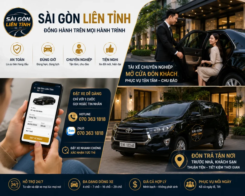 Xe Dịch Vụ 4-7-16-29 Chỗ TPHCM Đi Tỉnh, Sân Bay, Du Lịch 12 Xe dịch vụ hợp đồng giúp khách chủ động thời gian và lịch trình di chuyển.